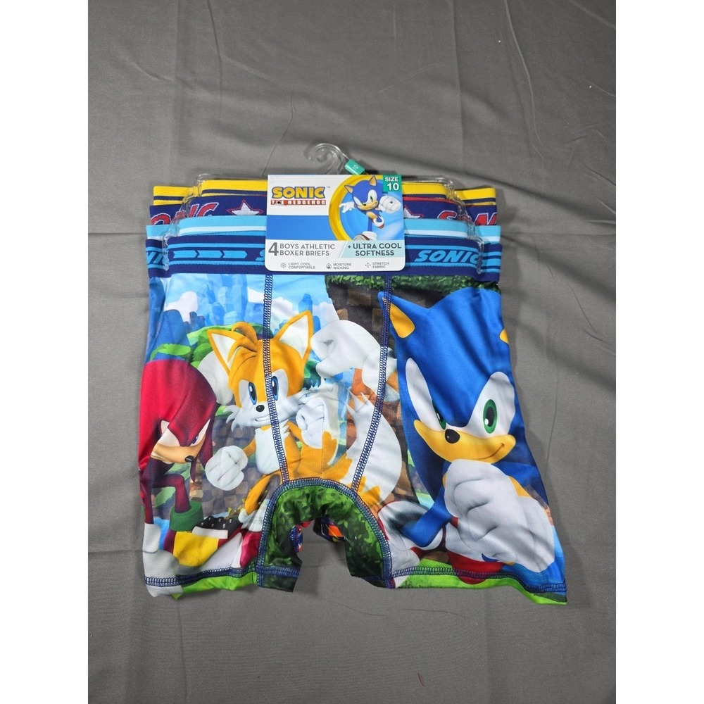 Sonic the Hedgehog Underwear Boys 4 Athletic Boxer Briefs Size 10 New